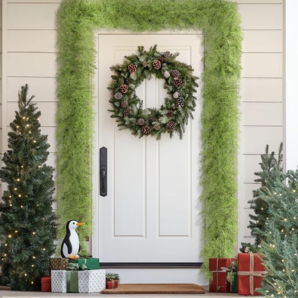 6FT Artificial Christmas Garland, Realistic Greenery Cypress Pine Garland for Mantle Table Railing Fireplace Indoor Outdoor Christmas Decoration