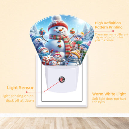 Christmas Snowman Night Light for Kids Christmas Tree Night Lights Plug into Wall with Dusk to Dawn Light Sensors 0.5W LED,Warm Nightlights for Bedroom Bathroom Hallway Kitchen