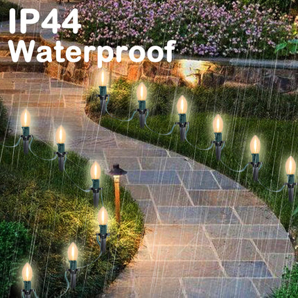 SUNSGNE C9 LED Christmas Pathway Lights Outdoor 38 Feet Sidewalk String Lights with Marker Stakes, 25 LED Clear Connectable Christmas Walkway Markers Lights for Outside Porch Garden Yard Lawn Decor