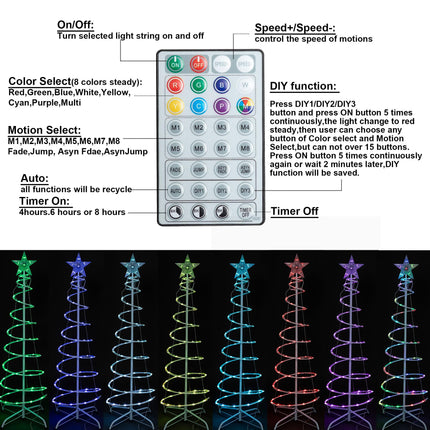 Presence 3 PCS Spiral Christmas Tree with Lights for Outside, Collapsible Multicolor LED Lighted Mode Christmas Tree for Outdoor