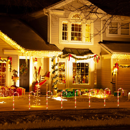 22" Candy Cane Lights Outdoor Pathway 2PK 12 PCS Candy Cane Christmas Decorations 8 Modes Solar Candy Cane Lights Total 15FT Christmas Pathway Lights Outdoor for Xmas Yard Garden Walkway Driveway