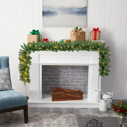 2 Pack 9FT Prelit Christmas Garland Artificial Pine Garland Decoration 50LED Battery Operated Warm Lights and Timer Xmas Garlands Decor Indoor Outdoor (Classic Green)