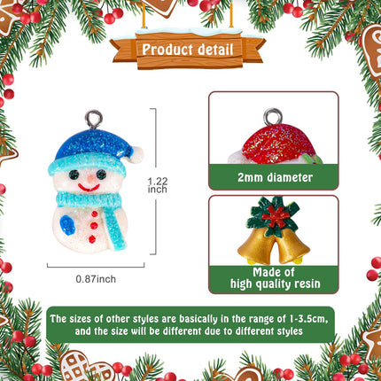 Garma 72Pcs Mini Christmas Ornaments for Xmas Tree Rustic Small Resin Chrismas Miniatures Ornaments Hanging Decoartions Tiny Christmas Tree Crafts with Santa Claus, Snowman,Bells for Christmas Decor