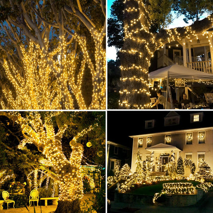 2-Pack Solar String Lights Outdoor, 400 LED Extra-Long 144ft Waterproof Solar Christmas Lights with 8 Lighting Modes, Green Wire Solar Tree Lights for Xmas Party Garden Patio Decorations (Warm White)