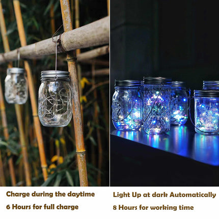 Decorman Solar Mason Jar Lid Lights, 6 Pack 10 LED Waterproof String Fairy Star Firefly Jar Lids Lights for Patio Garden Yard Lawn Party Wedding Christmas Decoration(Jars & Hangers Not Included)
