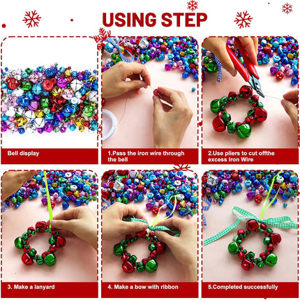 CEWOR 315 Pieces Christmas Jingle Bells 7 Sets Craft Kits Christmas Tree Ornaments DIY for Adult Christmas Home Decorations