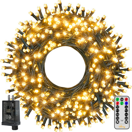 Ollny Christmas Tree Lights 400LED 132FT, Remote Plug-in Christmas Lights with Timer and 8 Modes, Waterproof Outdoor String Lights for Thanksgiving Xmas House Indoor Outside Decorations(Warm White)