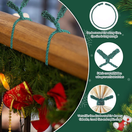Zhengmy 24 Pcs Christmas Garland Ties Extra Long 30 Inches 25 Inches 20 Inches Decorative Twist Tie for Banister Reusable Flexible Twist Tie for Garland Stairway Railing Xmas Holiday Home Decor(Green)
