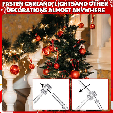 20 Pcs Christmas Garland Ties Clear Banister Ties Plastic Decorative Garland Ties 12 Inches Reusable Soft Anti Scratch Garlands Hanger for Mantel Fences Home Xmas Holiday Craft Wrapping