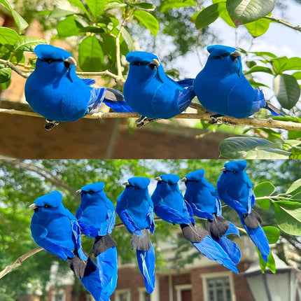 LWINGFLYER 2PCS Blue Artificial Birds Realistic Feather Bird Clip on Christmas Tree Ornaments for Wreath Crafts Wedding Decor Garden Home Decoration