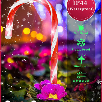 22" Christmas Candy Cane Pathway Markers Lights, Outdoor Christmas Decorations for Yard Patio Garden Walkway, Candy Cane Christmas Decor with 48 LED, 8 Pack (Red & Green)