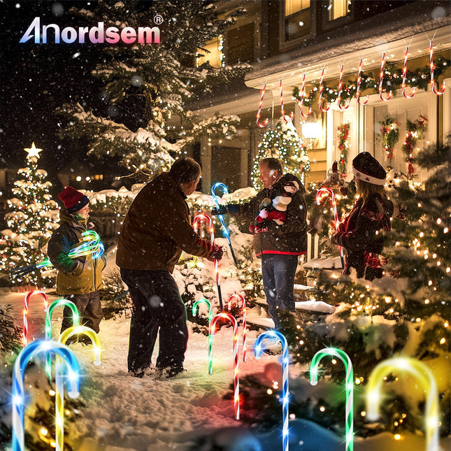 Solar Lights Outdoor Christmas Decorations: Candy Cane Light Colorful for Yard Decor Outside - LED Pathway Stake Lighted Waterproof Garden Tree House Decorative 12 Pack