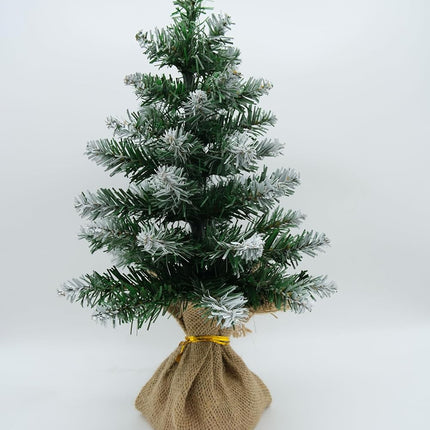 Tabletop Desktop Mini Christmas Artificial Pine Tree Miniature Flocked Snow Decoration PVC, 1.5ft/45cm
