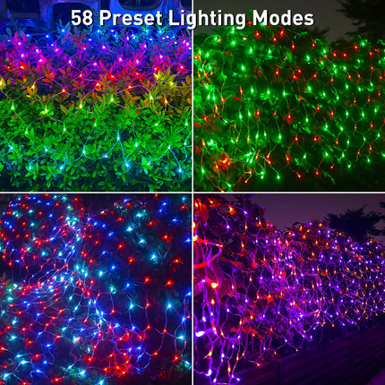 Smart Net Lights Outdoor APP Programmable, 3 Pack 150 LEDs 4 x 6 ft Christmas Net Lights for Bush, 58 Modes Dimmable Connectable RGB Mesh Lights for Xmas Bushes Diwali Decorations for Home Schedule