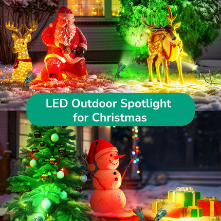 EDISHINE Christmas LED Outdoor Spotlights, 120V 4.8W Plug in Spot Light with 3 Lenses (Red Green Yellow), 180° Rotatable, 5000K, Waterproof Landscape Lighting for Flag Tree Garden, 2 Pack