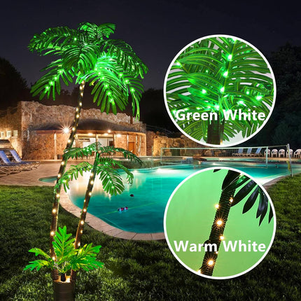 Lighted Artificial Palm Tree for Outside Patio,6 FT Lighted Christmas Palm Tree Decorations Decor,Fake Palm Trees Pool Decorations Outdoor for Tiki Bar Tropical Party Housewarming