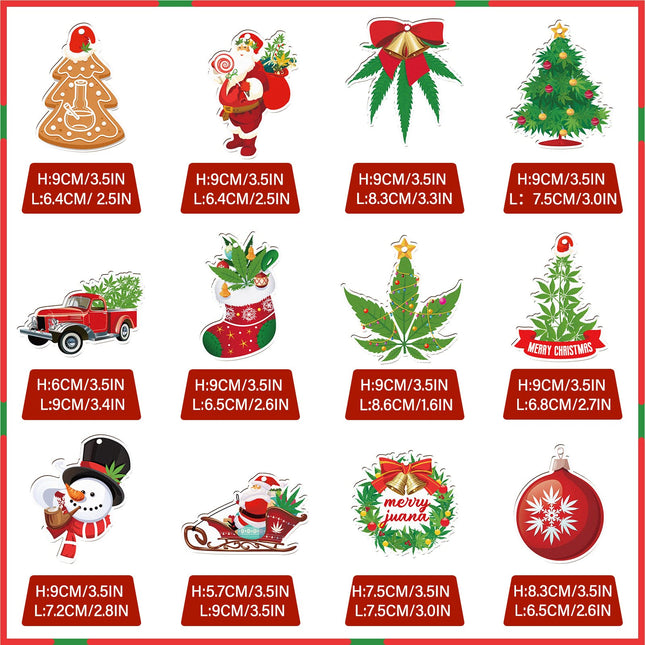 12 Pieces Christmas Wooden Ornaments Leaf Themed Christmas Decorations Snowflake Christmas Crafts Wood Cutout Decorative Hanging Ornaments for Xmas Christmas Tree Farmhouse Craft Decor (Vivid Style)