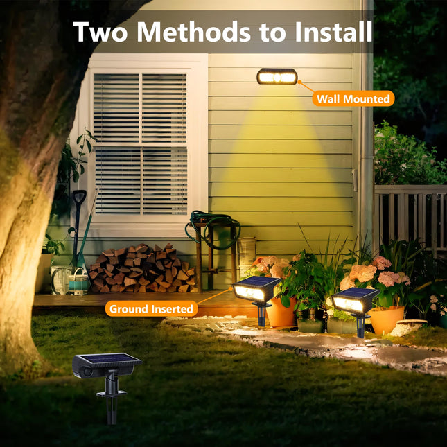 Toodour Solar Spot Lights Outdoor, 4 Pack Solar Christmas Lights Outdoor with 2 Modes, Waterproof Solar Powered Flood Lights Landscape Lighting for Yard Garden Pathway Walkway Xmas Decor - Warm White