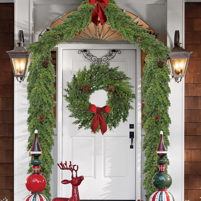 6 FT Cedar Garland - Artificial Christmas Garland with Pine Cones Berry for Christmas Decorations Holiday Seasonal Outdoor Indoor Home Decor