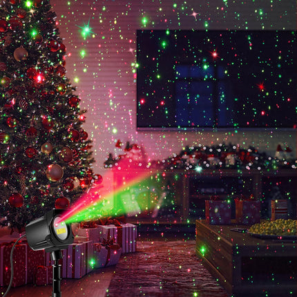 Laser Christmas Projector Lights Outdoor, Outdoor Garden Laser Lights, Landscape Lights with Red and Green Stars, Efficient Heat Dissipation, Suitable for Holiday, Party, Garden Decoration (Black)