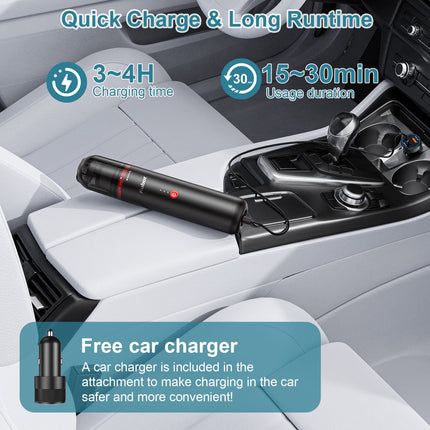 Rubot Car Vacuum Cleaner, 16Kpa Strong Suction Car Vacuum Cordless Rechargeable, Hand Held Vacuum,Portable Vacuum Cleaner For Homecar, Car Charger,Mini Vacuum,Handheld Vacuum,Blackp12 Plus