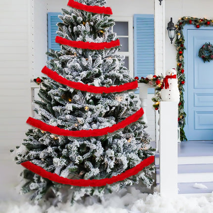 Wehhbtye 2 Pcs Christmas Tree Winding Garland, 2'' x 66 Ft Artificial Furry Roll Garland, Red Xmas Tree Fluffy Twist Decoration for Christmas Home Party Decor Sewing Santa Hat and Scarf