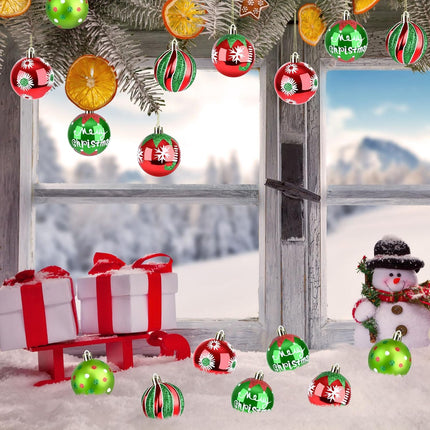 Christmas Ornaments Balls - 30 Pcs 2.4 Inch Shatterproof Plastic Christmas Balls Sets, Red & Green Small Christmas Tree Balls Hanging Ornaments for Holiday Wreath Party Christmas Tree Decor (A)