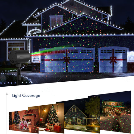 Christmas Projector Lights, ZBPP Star Show LED Lights Red and Green Outdoor IP65 Waterproof, 3 Modes RF Remote Control, Landscape Decoration for Xmas Yard Holiday Party