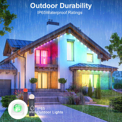 Permanent Outdoor Lights Pro, 120ft with 88 RGB Warm Cold White LED Lights, APP and Northern Lights Modes for Christmas, IP67 Waterproof, Work with Remote, Alexa, Google Assistant, White