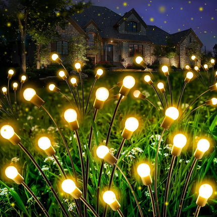 Solar Garden Lights Outdoor, 6 Pack Solar Christmas Lights, Solar Firefly Lights Outdoor Waterproof with 2 Lighting Modes and Flexible Wires for Backyard Garden Patio Christmas Decoration(Warm White)