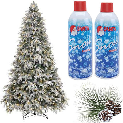Prextex Winter Textured Snow Spray - 2 Pack 13oz Aerosol Bottles - Flocking Spray for Christmas Tree, Artificial Snow Spray for Crafts, Fake Snow for Windows, Holiday Decorations, Snow Effect