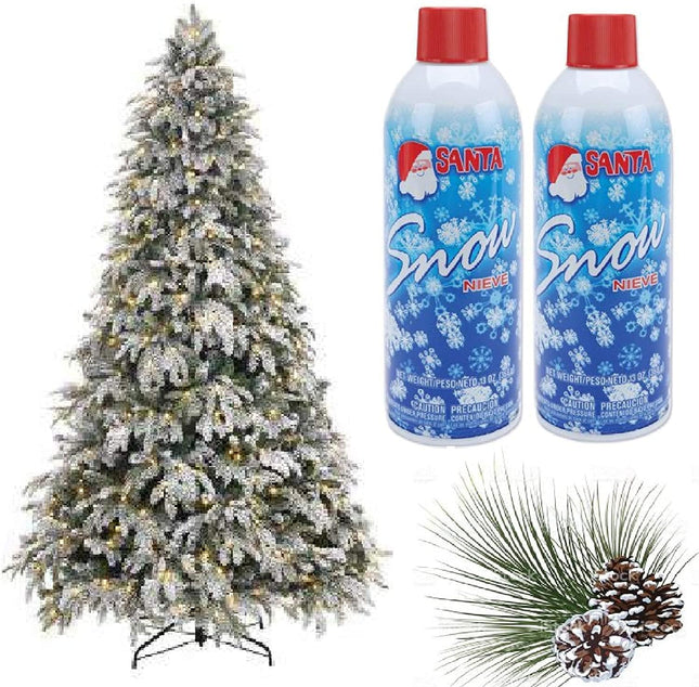 Prextex Winter Textured Snow Spray - 2 Pack 13oz Aerosol Bottles - Flocking Spray for Christmas Tree, Artificial Snow Spray for Crafts, Fake Snow for Windows, Holiday Decorations, Snow Effect