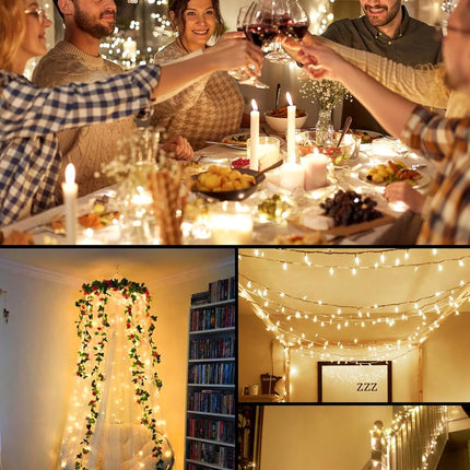 Battery Operated Christmas String Lights, 8ft 20 LED Mini Lights with Timer, Christmas Tree Lights for Indoor Outdoor Bedroom Wedding Party Holiday Xmas Decoration，Warm White