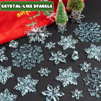 40Pcs Christmas Tree Decorations Christmas Snowflake Ornaments, Blue Acrylic Crystal Snowflakes Christmas Hanging Ornaments with Beads for Christmas Tree Winter Xmas Holiday Party Supplies Indoor
