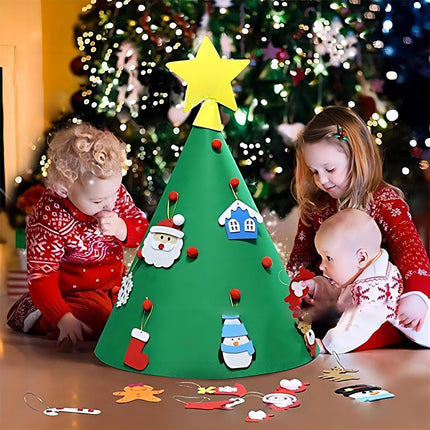 LNV DIY Felt Christmas Tree Set with 27pcs Ornaments,Montessori Felt Christmas Tree,Kids Christmas Tree Christmas Decorations for Toddlers Xmas s Small Christmas Tree Toys for Kids (Round)