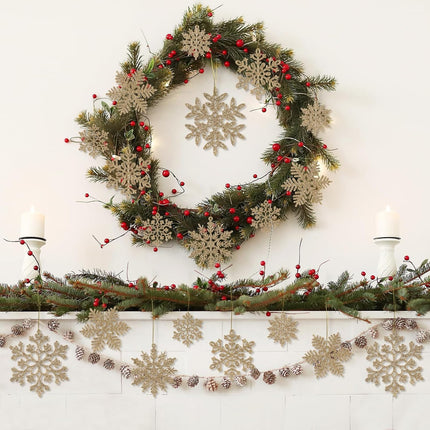 49pcs Christmas Party Decorations Snowflake Ornaments - Champ Glitter Snowflakes DIY Hanging Ornaments for Winter Christmas Tree Wall Ceiling Window Decor