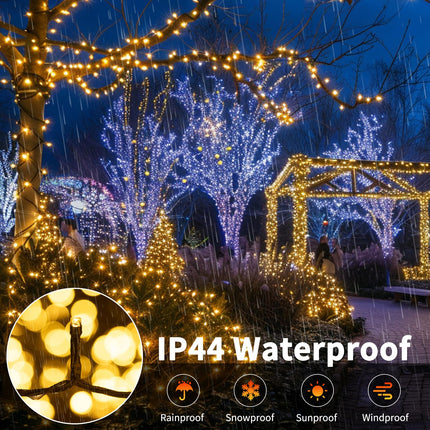 66ft 200 LED Christmas String Lights, End-to-End Plug 8 Modes Christmas Lights with Timer, Outdoor Indoor Fairy Lights Christmas Tree, Patio, Garden, Party, Wedding, Holiday (Warm White)