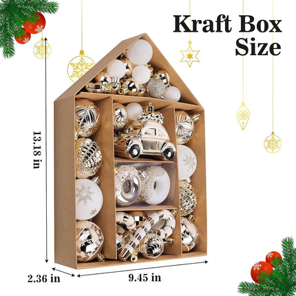 DeckTheHalls Christmas Ornaments 72 Count, Christmas Balls, Shatterproof Christmas Ornaments, Christmas Decorations for Tree, Gold Ornaments Christmas, Plastic Ornaments (Champagne)