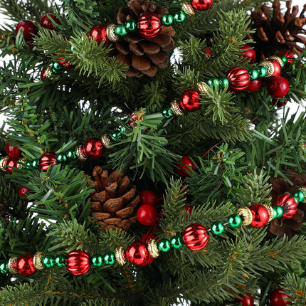 Geosar 12 Pcs Christmas Tree Bead Garland 9 Feet Twisted Beads Christmas Tree Pearl Garland Red and Green Xmas Tree Bead for Christmas Party Fireplace Wreath Ornaments