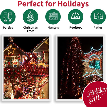 RED Christmas Lights Set 100 Count 19.6 Feet Incandescent Bulb Mini String Lights for Indoor Christmas Tree Garland Birthday Wedding Party Festival Decoration, White Wire