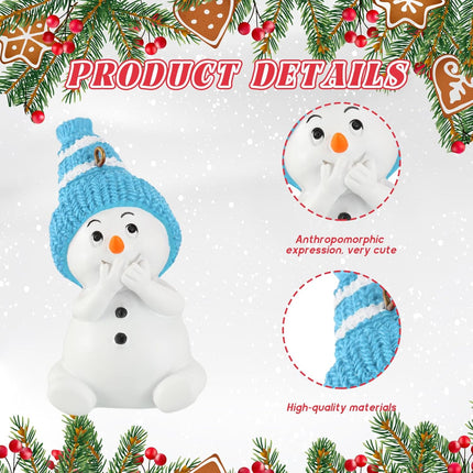 Lyrow 6 Packs Resin Snowman Christmas Ornament with Various Animated Faces Christmas Tree Hanging Decorations, Party Decors for Holiday Stocking Stuffers Tree Wreath Mantel Garland Decor (Blue)