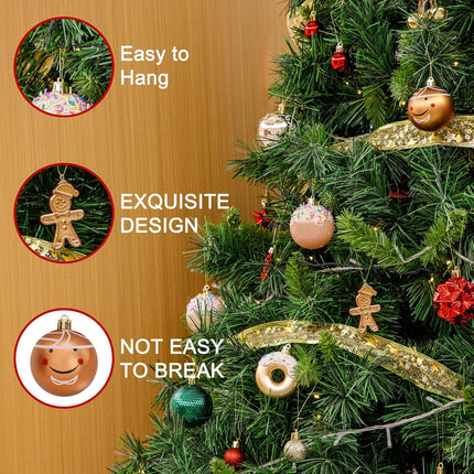 PULOTE 42PCS Christmas Ball Ornaments - Green Red Christmas Tree Decorations - Hanging Ornaments for Christmas Tree&Holiday（2.36 &1.18 Inch）