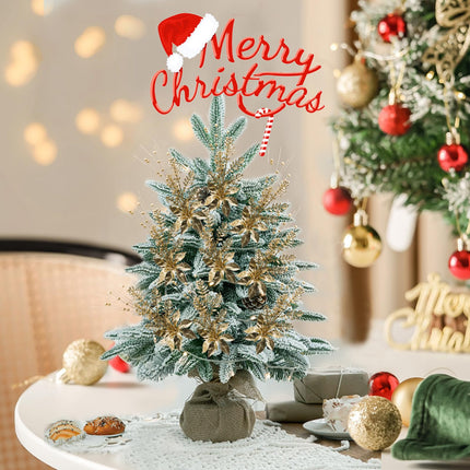 Artificial Glitter Berry Stem Ornaments, 18 Pack 17.5 Inch Gold Fake Christmas Picks Decorations with Poinsettia Christmas Flowers, Bead Sticks for Christmas Tree Wedding Small Vase Wreath Decor