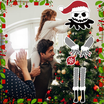 5 Pack Skellington Christmas Tree Topper Head Arms and Legs, Xmas Spooky Skull Decorative Tree Ornaments, Funny Indoor Home Decorations Holiday Gothic Party Supplies