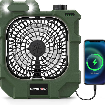 Oscillating Camping Fan, Battery Operated Fan With 10400 Mah Usb Rechargeable Battery, Camping Fan With Led Camping Light
