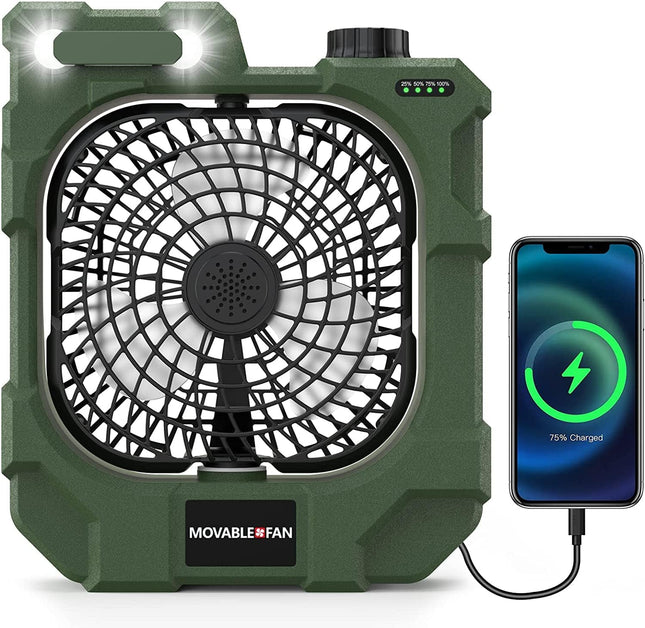 Oscillating Camping Fan, Battery Operated Fan With 10400 Mah Usb Rechargeable Battery, Camping Fan With Led Camping Light