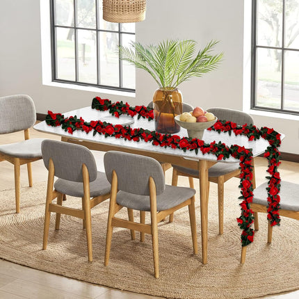 8Pcs 63Ft Red Rose Garland, Fake Flower Garland Rose Vines, Artificial Rose Vine Flowers, Rose Hanging Flowers Garland for Party Wedding, Garden, Room Table, Christmas, Backdrop Wall Arch Decor