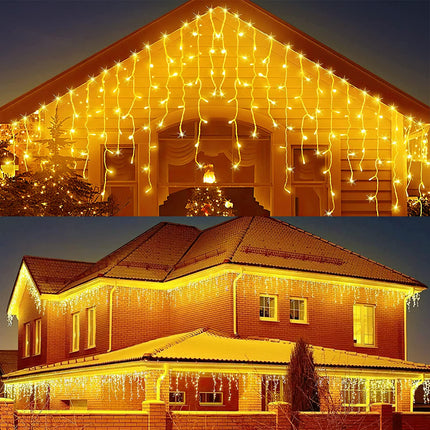 JIMACRO Solar String Lights, 32pcsx2.6FT 256 LED Curtain Lights with Remote, 23FT Waterproof Fairy Curtain Lights for Backdrop, 8 Modes Christmas LED Fairy Lights for Wall Eaves Wedding Party Decor