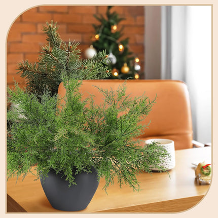 Giegxin 12 Pcs Christmas Norfolk Pine Branches Real Touch Artificial Cedar Stems 18.5 inch Faux Pine Branches Fake Pine Pick Christmas Greenery Stems Decoration for Xmas DIY Garland Wreath Home Decor