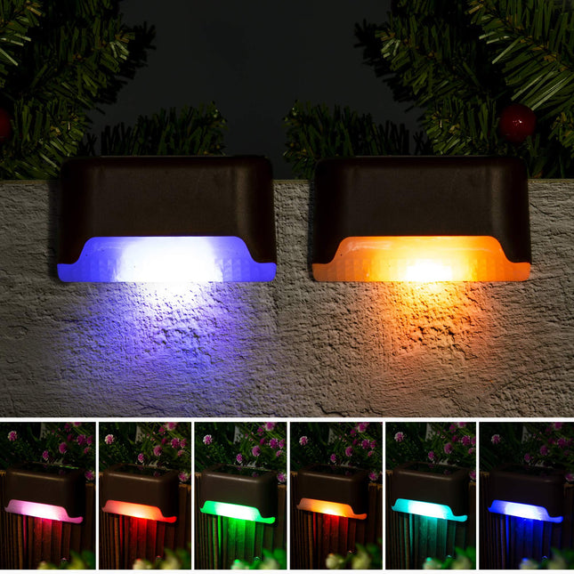 pearlstar 16 Pack Color Changing Solar Deck Lights,Solar Pool Side Lights,Waterproof LED Light for Outdoor Decks, Railing,Stairs, Steps, Fence, Yard, and Patio Christmas Decoration Lamp（Black）
